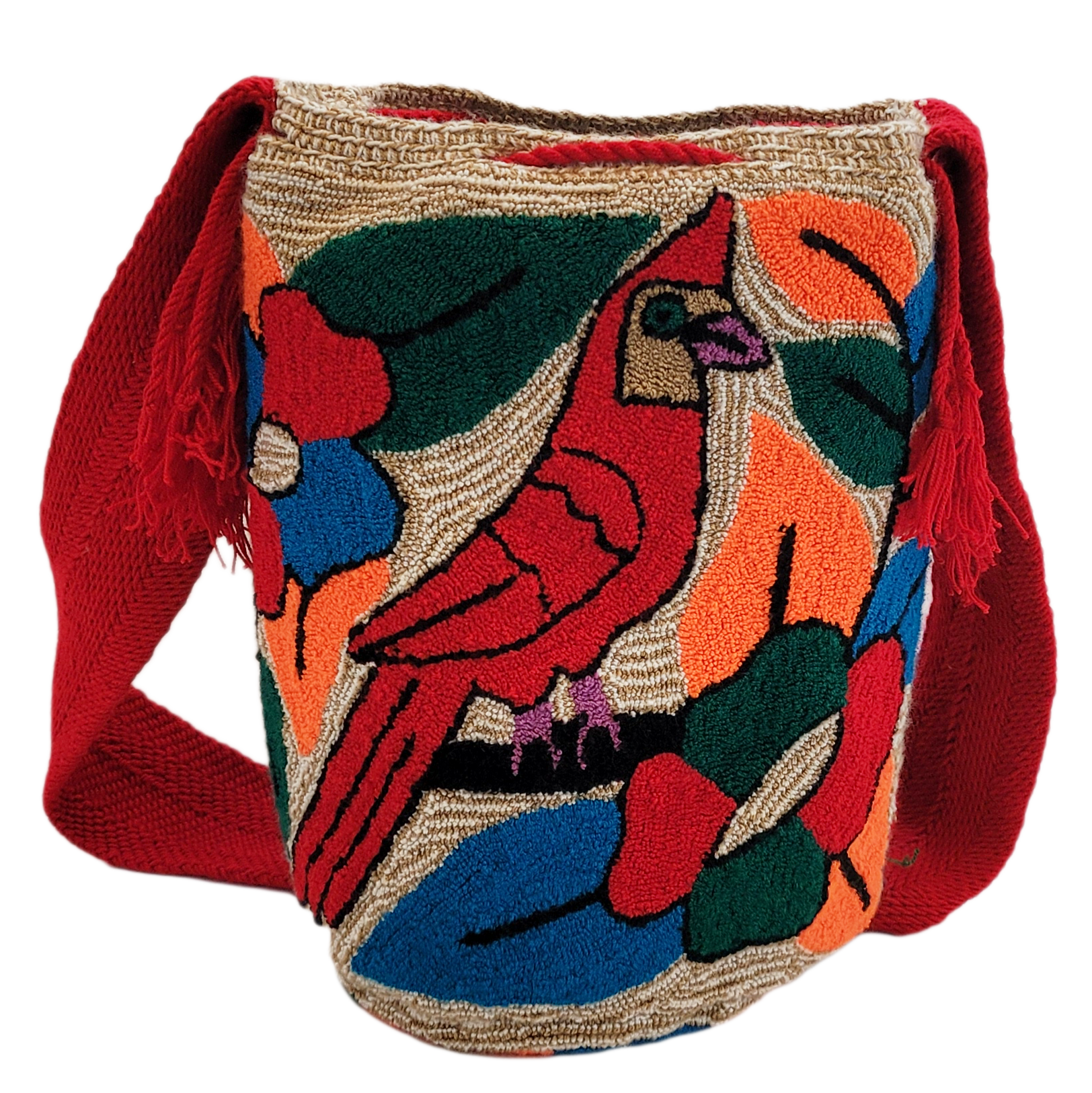 Bottom view Adeline Large Handmade Punch-needle Wayuu Mochila Bag - a perfect gift for her