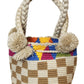 Addison Medium Short Handle Design PomPom Mochila