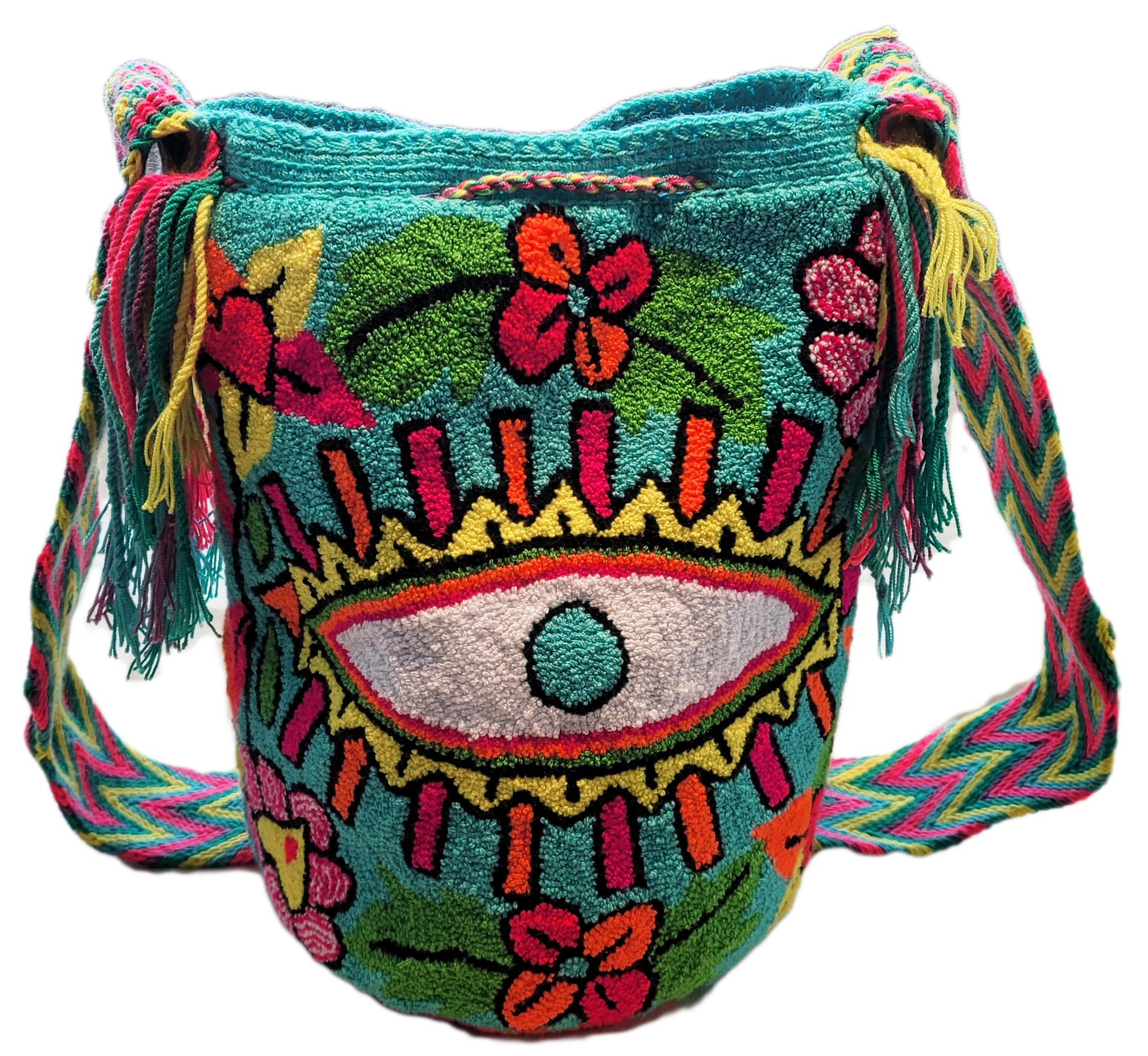 Bottom view Presley Large Handmade Punch-needle Wayuu Mochila Bag - a perfect gift for her