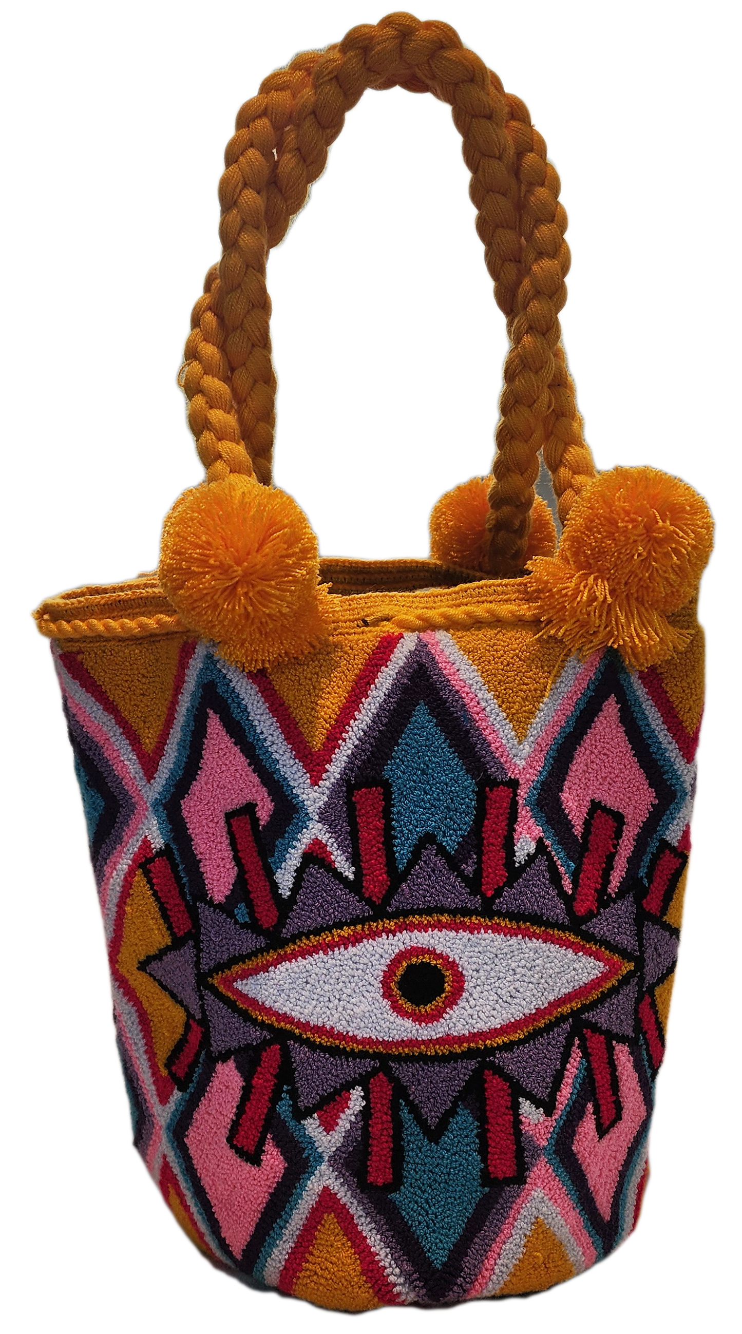 Nyla Large Short Handle Design PomPom Mochila - a perfect gift for her