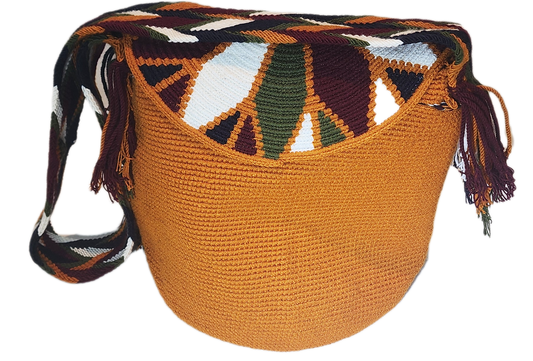 Bottom view Adriana Large Handmade Crochet Wayuu Bag with Lid - a perfect gift for her