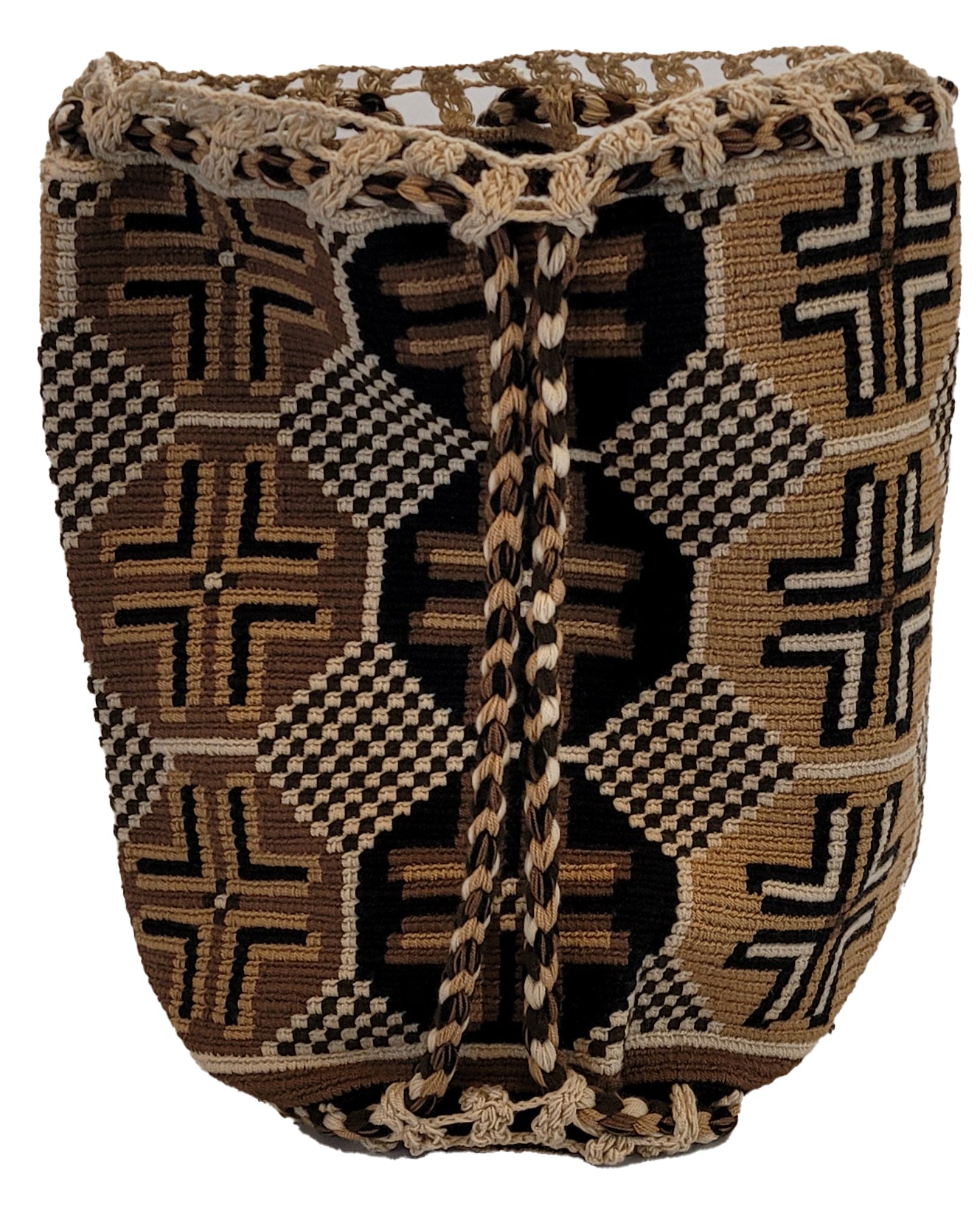 Bottom view Harmoni Traditional Wayuu Crochet Backpack - Wuitusu-back view