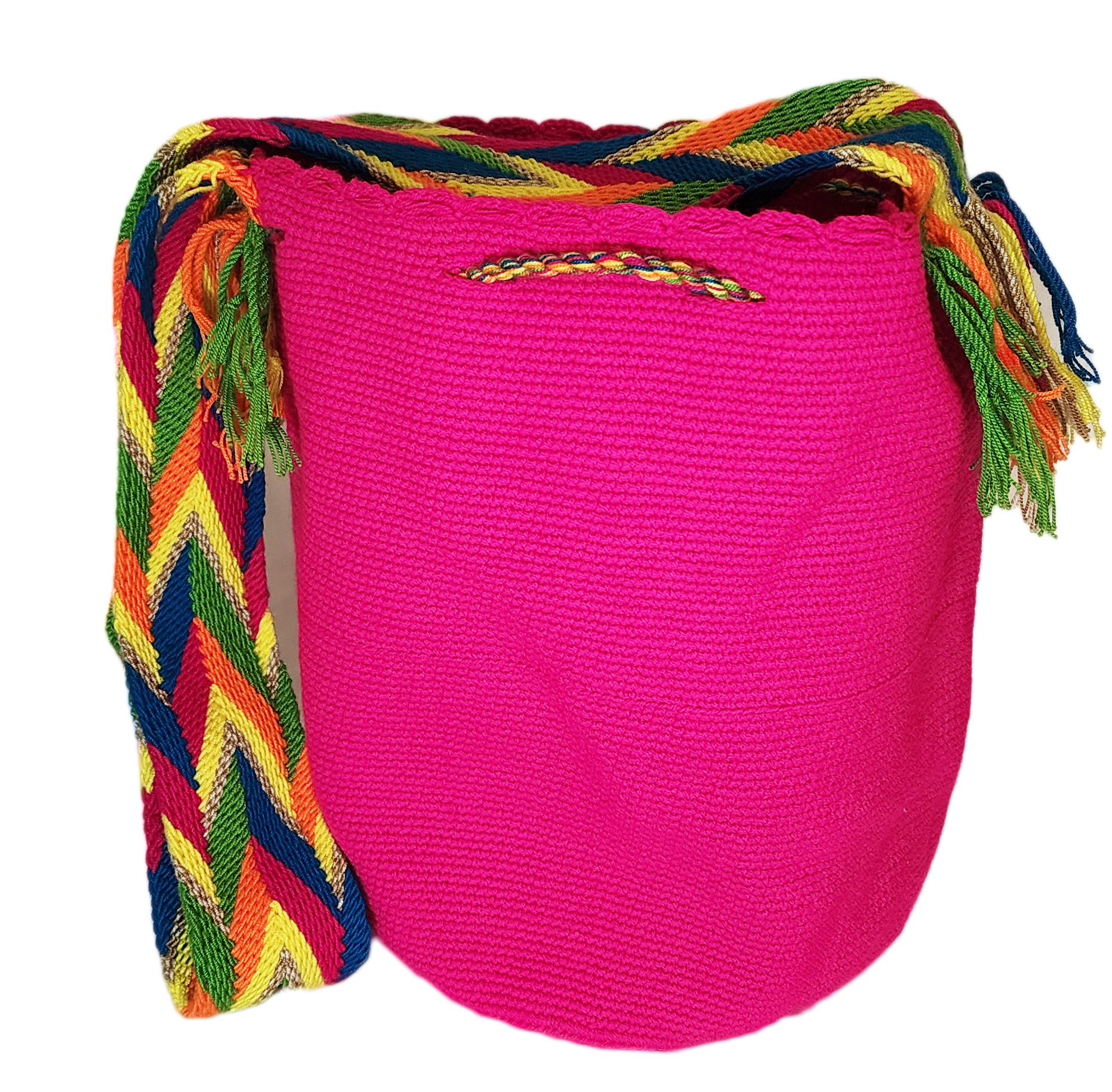 Bottom view Victoria Unicolor Large Handmade Wayuu Mochila Bag back