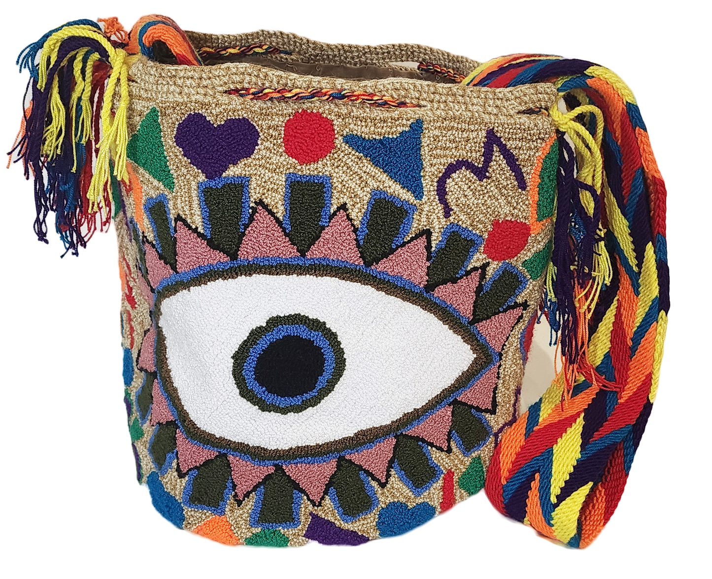 Reina Large Handmade Punch Needle Wayuu Mochila Bag