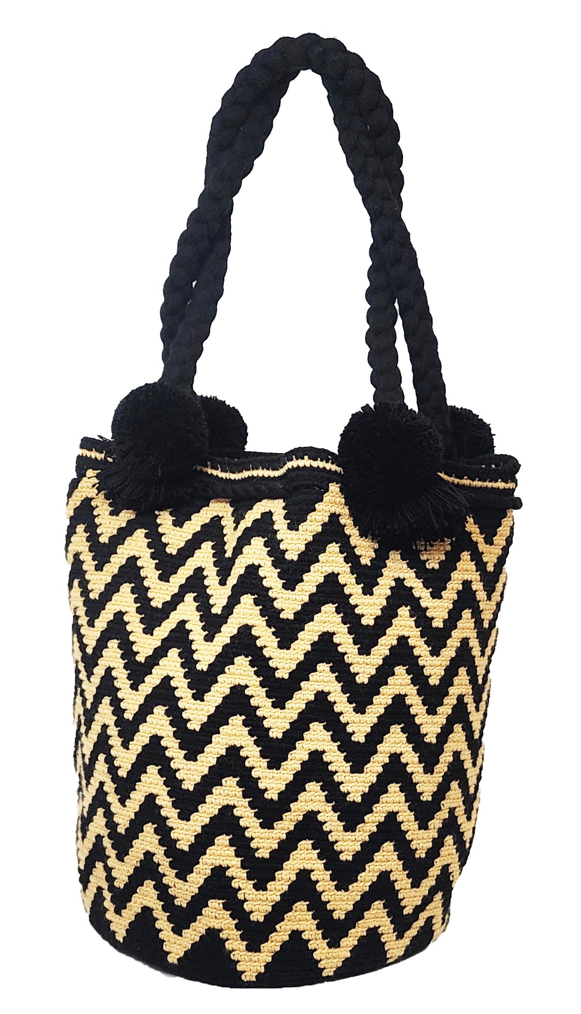 Simone Large Crochet  Handmade Wayuu Mochila Bag With Short Handle - Wuitusu-back