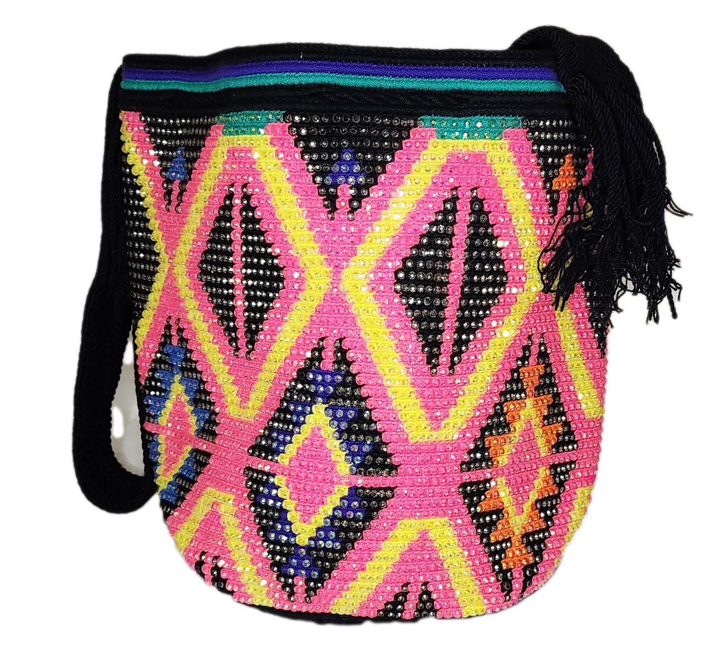 Charlie Handmade Crochet Wayuu Mochila Bag with Crystals - a perfect gift for her