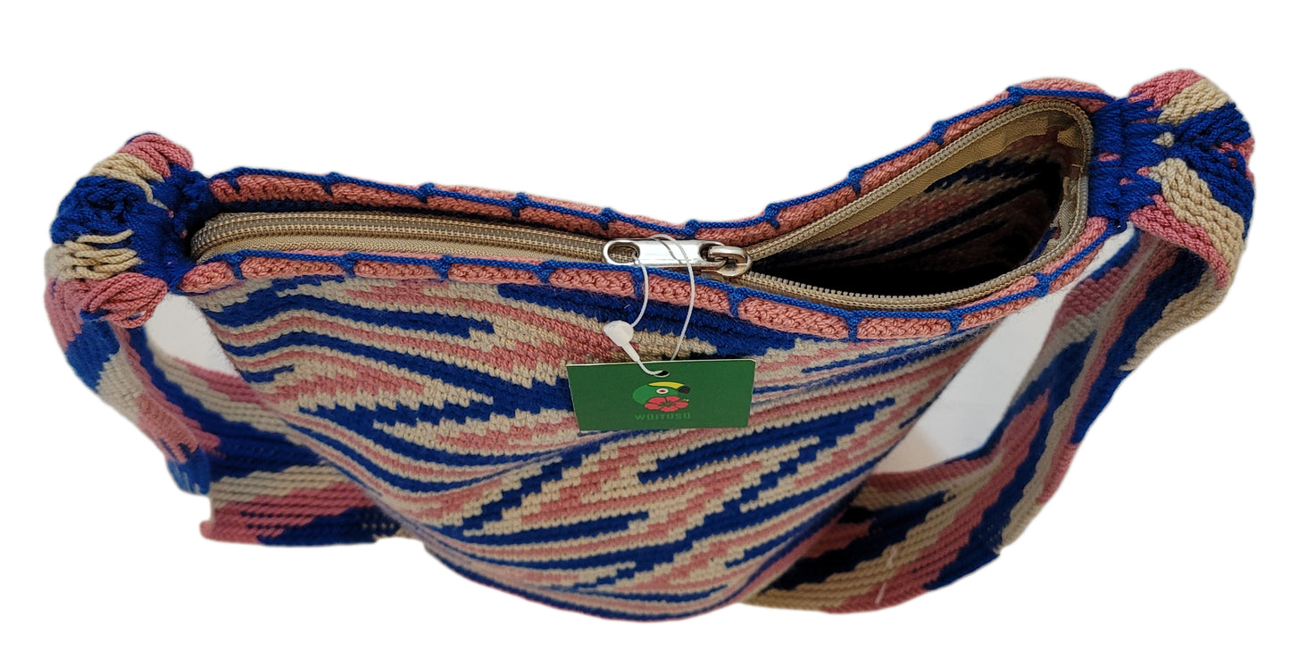 aitana handmade crochet Wayuu crossbody with zipper detail