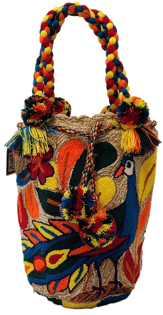 Fatima Large Fluffy Handmade Wayuu Mochila Bag