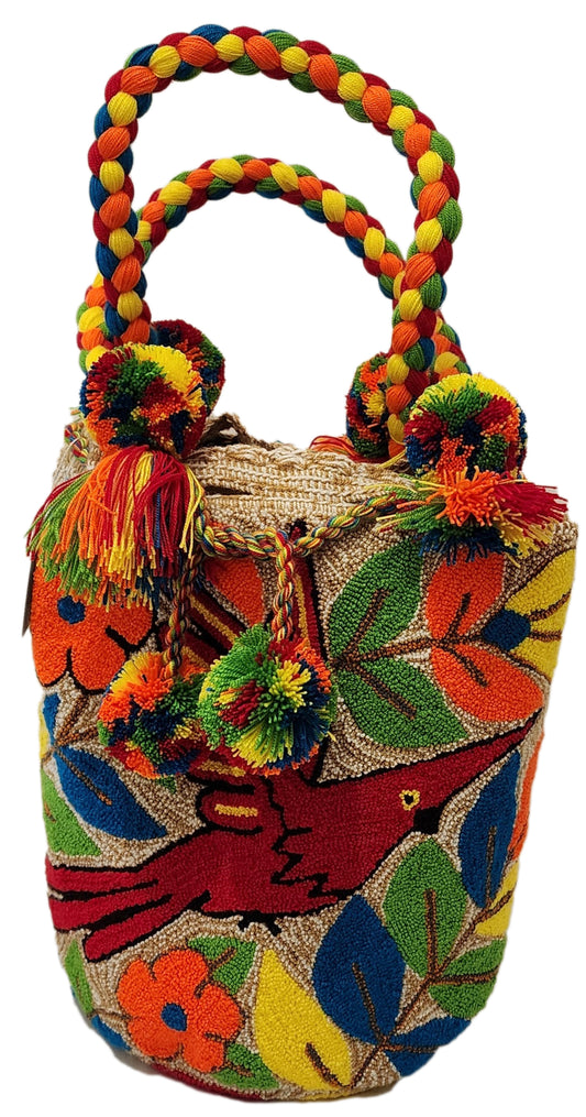 Blair Large Short-Handle Handmade Punch-needle Wayuu Bag