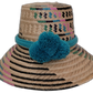 Alana handmade Wayuu straw hat with black, pink, green, and teal woven design

