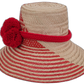 Artisan Wayuu hat Annabelle featuring natural palm base and vibrant red pompoms

