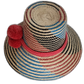 Bold handmade Wayuu hat with red wool trim and colorful geometric designs