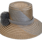 Boho Wayuu hat crafted with gray weave and adorned with gray pompoms.

