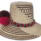 Artisan straw hat with ethnic weave and bold multicolor detailing