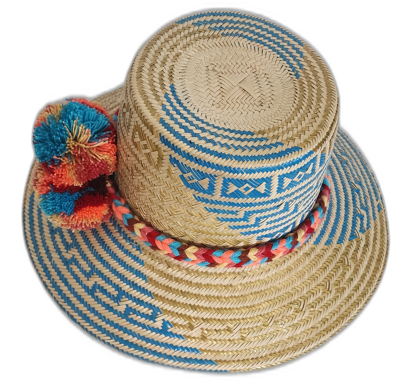 Summer straw hat with vibrant handmade details and cultural symbolism