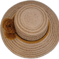 Wayuu artisan straw hat featuring natural tones and golden pompoms for boho style.

