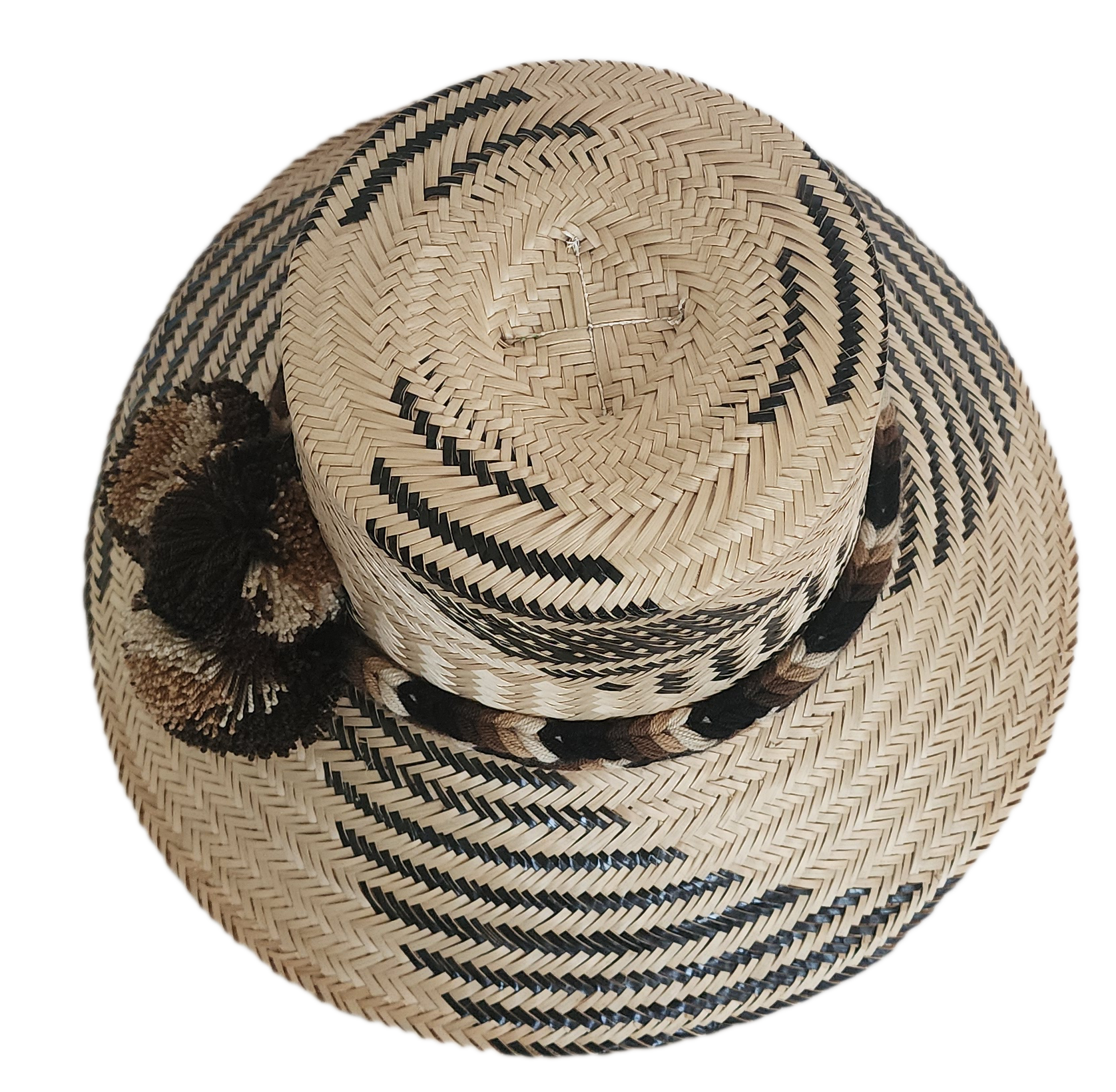 Handcrafted beach straw hat, perfect as a stylish beach hat and loved for its warm weather hat flair.
