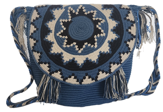 Lillie Medium Handmade Crochet Wayuu Bag with Lid