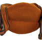 Earth-toned handmade crochet backpack with tribal sun-inspired top flap.