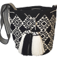 Bohemian Wayuu crochet shoulder bag in classic monochrome for a bold, boho-chick look.
