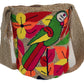 Vibrant bohemian punch needle handbag with tropical design