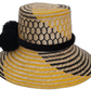 Bohemian chick hat with natural palm, black braid, and artisan detail