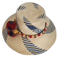 Wayuu hat made from Iraca palm with multicolor band and bold textures