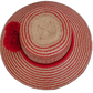 Boho Chic hat, Wayuu artisan-made, straw hat with striking red pompoms and vibrant red-beige details.

