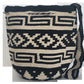 Monochrome boho crochet Wayuu bag with tribal design