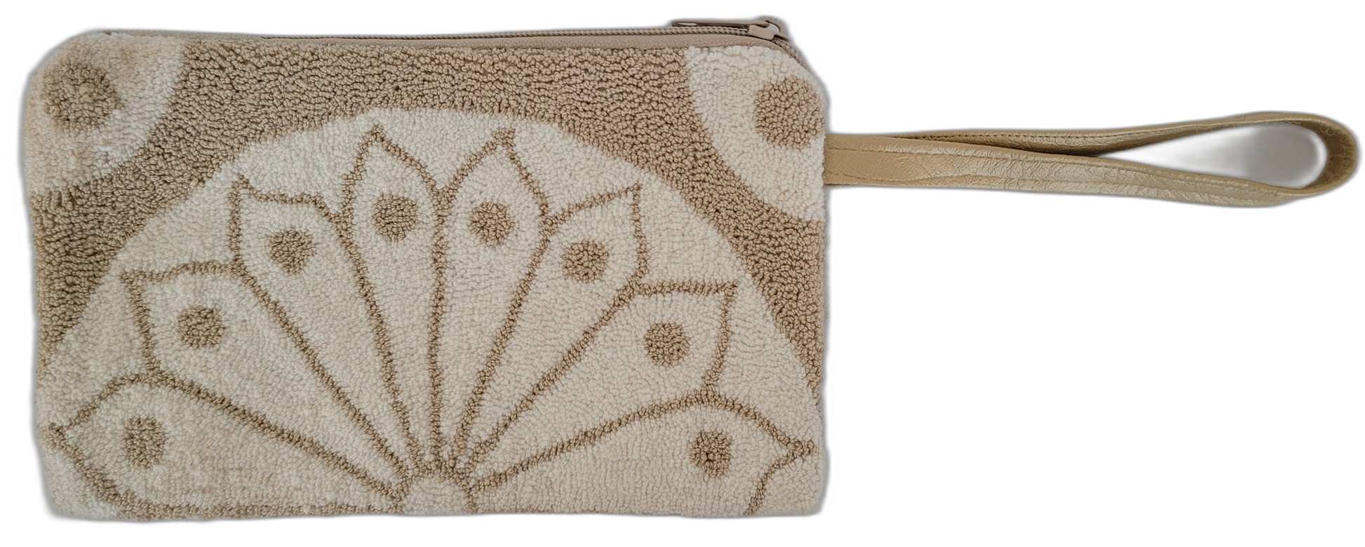 1 Boho crochet clutch with natural and cream geometric design, fully lined interior

