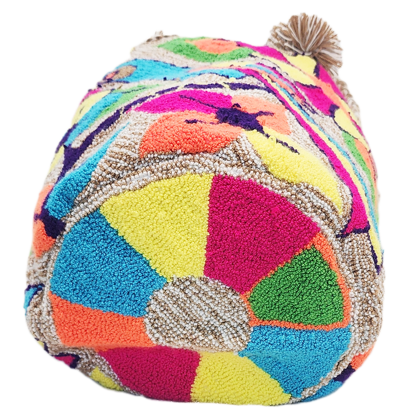 Crochet colorful Wayuu bag in punch-needle style, perfect for boho lovers