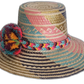Boho chick straw hat featuring multicolor weave and pompoms
