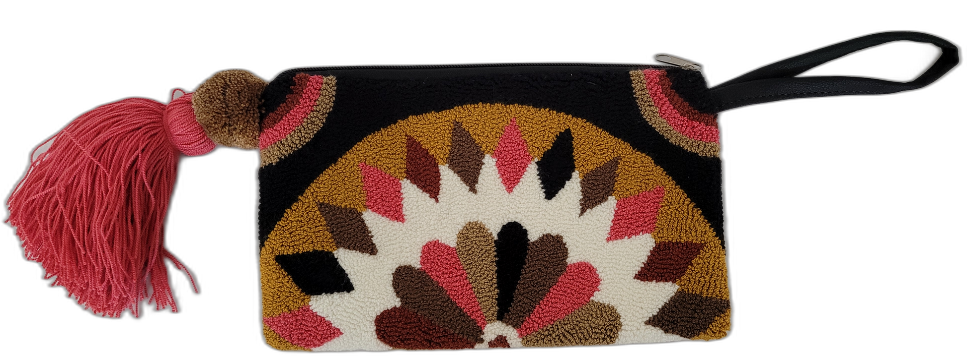 1 Boho chick clutch featuring artisan embroidery and wristlet handle



