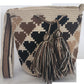 Boho crochet bag in natural brown, tan, and cream by Wayuu artisans