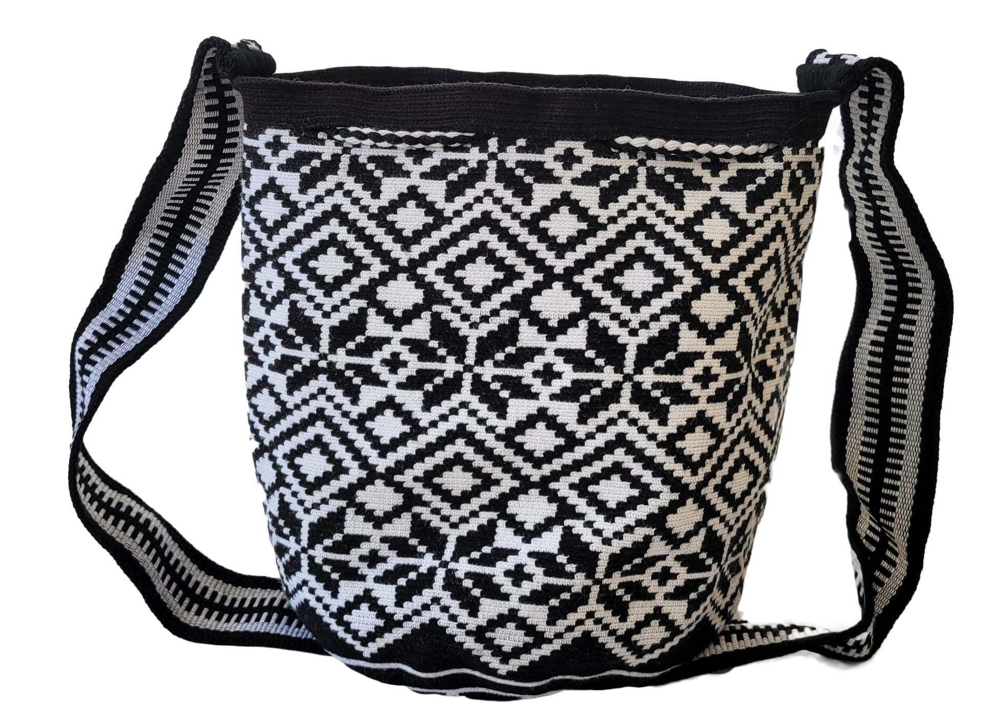 Bottom view Colorful craftsmanship shown in this handmade Wayuu bag, ideal for bohemian and boho lovers.