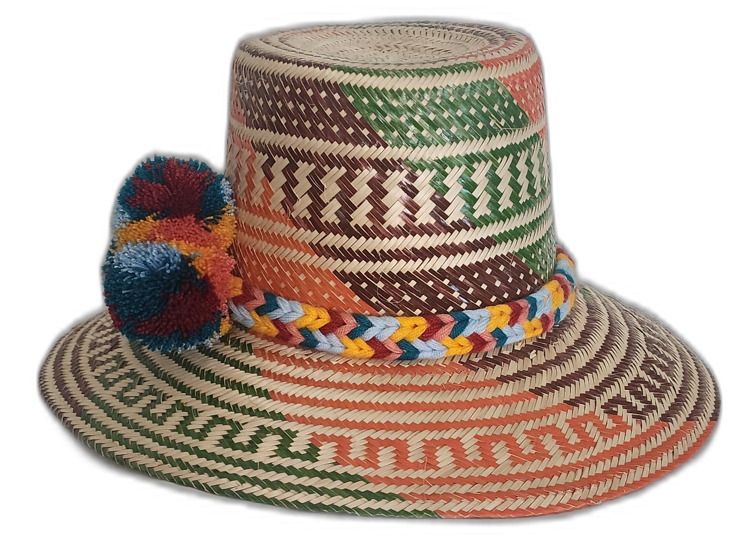 Boho Chick straw hat crafted from Iraca palm in earthy tones and cultural weave