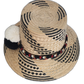 Artisan Wayuu hat featuring red-accented band and three-tone pompoms