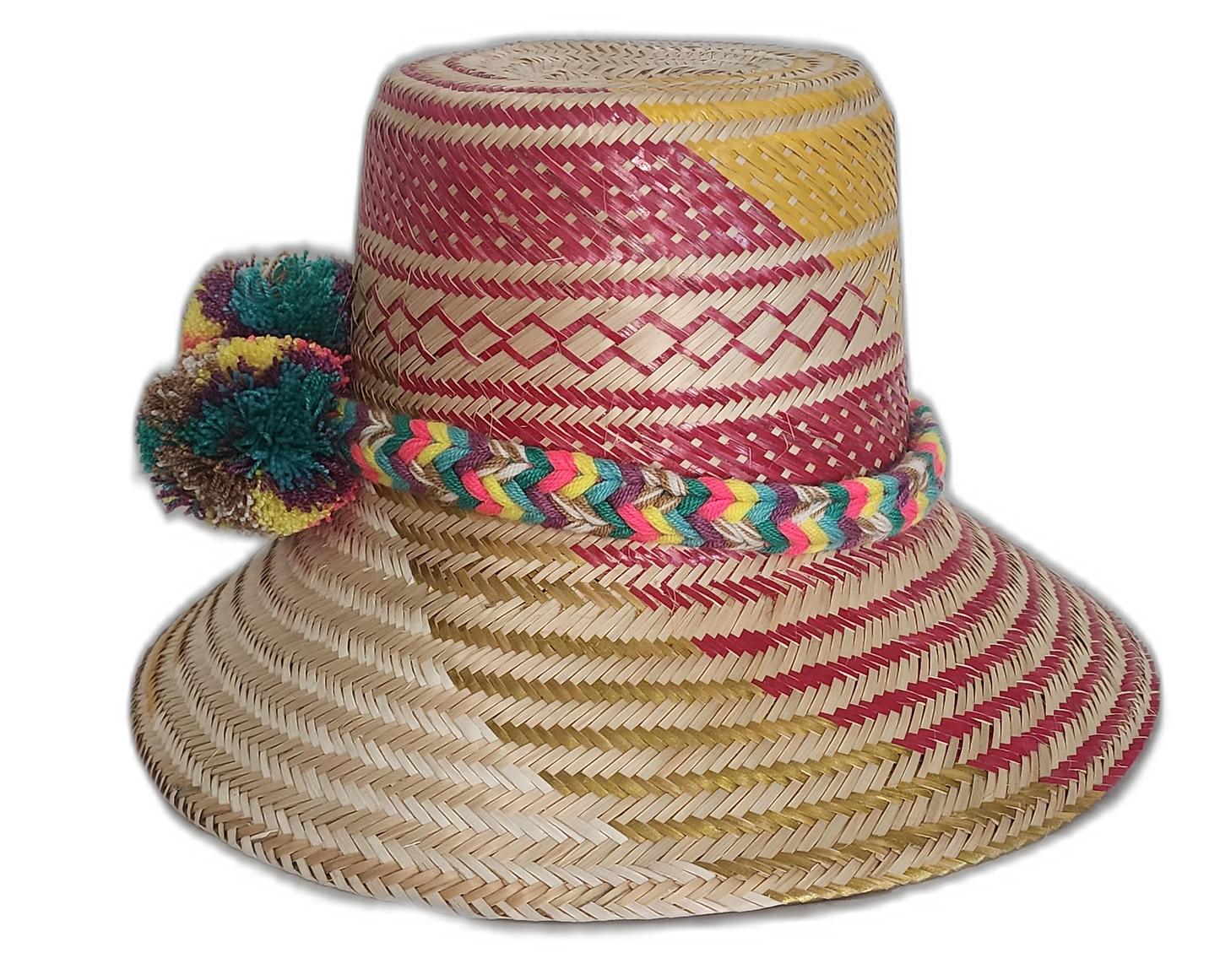 Bohemian Wayuu Hat in natural straw with vibrant accents and artisan design