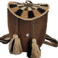 Boho chick crochet backpack with woven circular flap and artisan straps.
