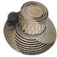 Natural straw Wayuu hat with black detailing and grey wool embellishments