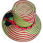 Boho Chick Wayuu straw hat in red, green, and natural palm colors