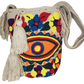 Colorful bohemian Wayuu bag with embroidered accents