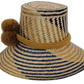 Boho chic straw hat in natural palm with mustard trim and artisan craftsmanship