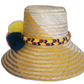 Artisan-crafted straw hat with cheerful color palette and traditional braided band.