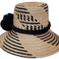 Artisan Wayuu straw hat Brooke in natural and black tones with simple pompom detail

