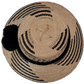 Handmade Wayuu palm hat Brooke with black-on-natural pattern and bold black pompom

