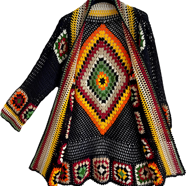 2 Giselle  Handmade Crochet Jacket with Granny Square Design - Wuitusu