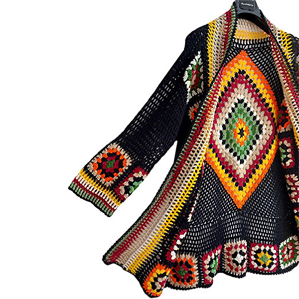 4 Giselle  Handmade Crochet Jacket with Granny Square Design - Wuitusu