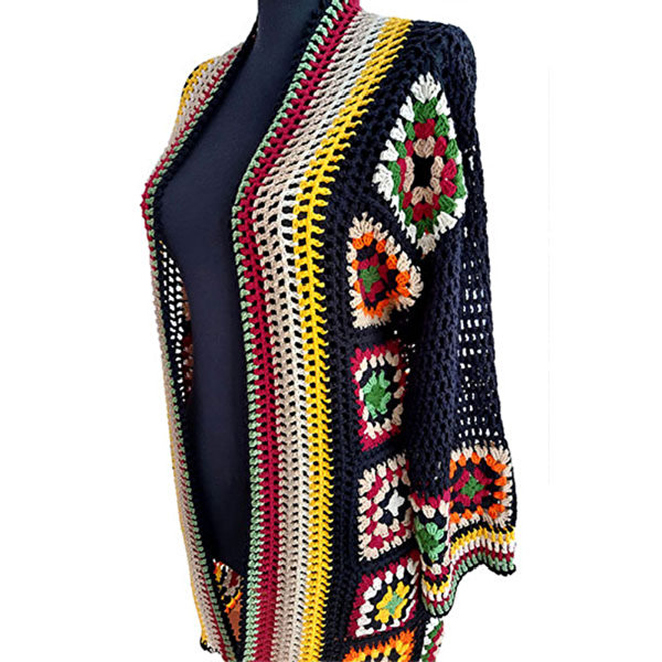 5 Giselle  Handmade Crochet Jacket with Granny Square Design - Wuitusu