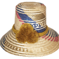 "Colorful handmade Artisan Wayuu Hat from Iraca palm, adorned with significant cultural pompoms, crafted by Wayuu artisans."
